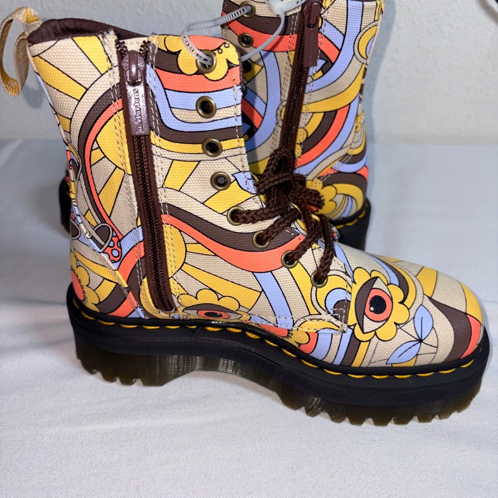 Dr. Martens Sinclair Platform Boots 7 Multicolor Psychedelic Canvas New grunge - Picture 8 of 8